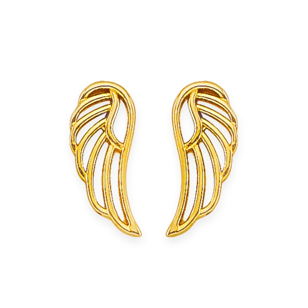 14KT Gold Wing Stud Earrings with Screw Back
